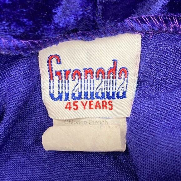 Vintage Granada Pajama Set Womens Medium Purple Crushed Velour Lounge Pants Top - Picture 2 of 16